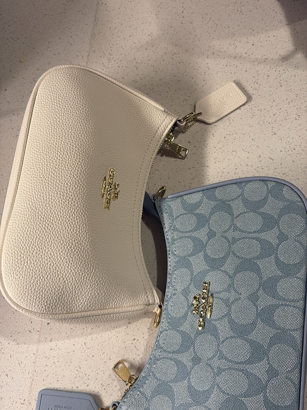 Coach Double Pouch Crossbody 2-Piece Set White & Light Blue 🦋🤍
